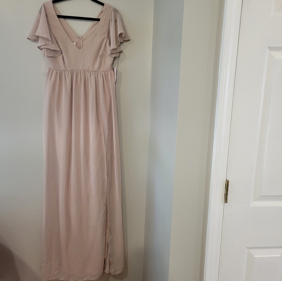 Birdy Grey Hannah Taupe Empire Chiffon Bridesmaid Wedding Dress. Size M - Picture 4 of 11